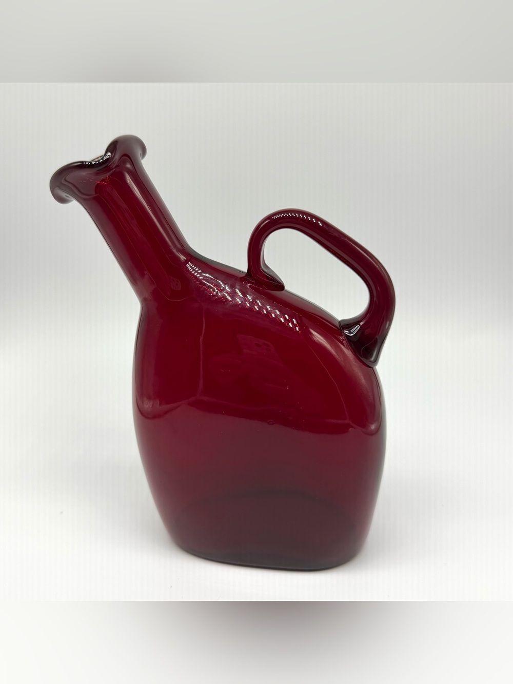 Vintage Martinsville Moondrop Tilted Red Ruby Glass Decanter